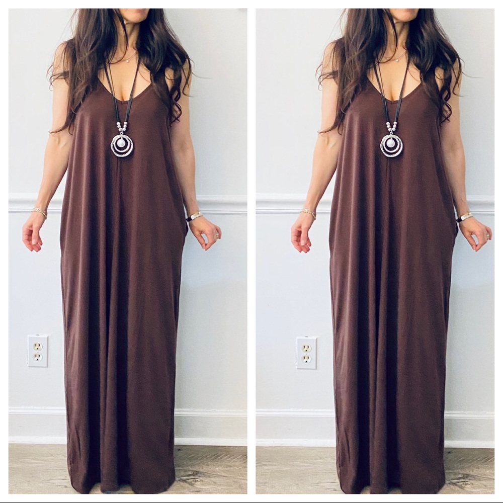 ✨LAST 1✨LOOSE FIT SLEEVELESS MAXI DRESS W/pockets - Picture 2 of 12